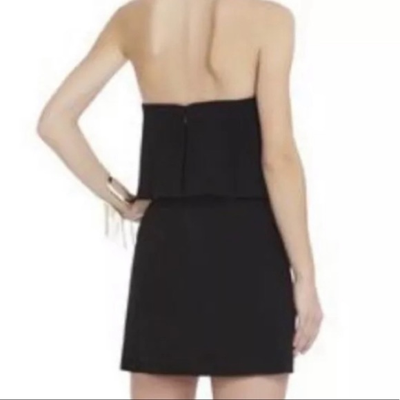 BCBG Max Azria Sz 10 Cocktail Mini Dress Kate Black Strapless Split Neck Lined - Picture 2 of 5